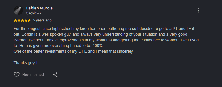 Google review from a Better Life patient (1 of 8)